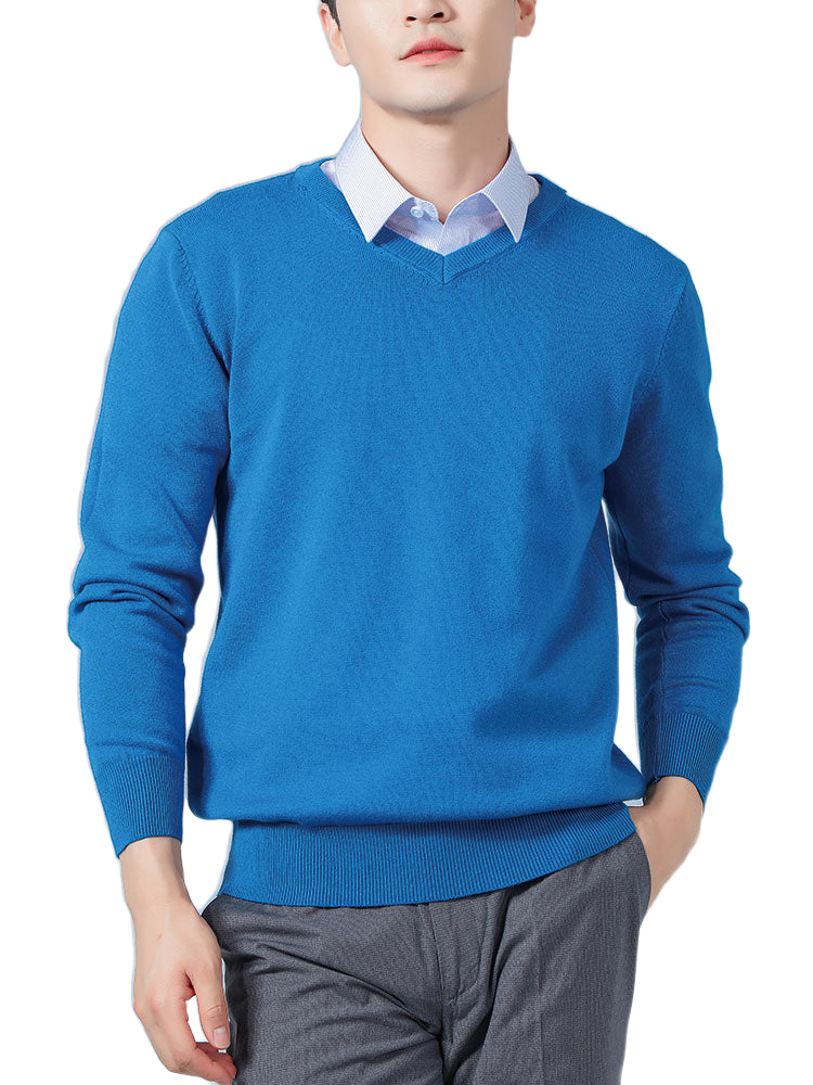 Ridge NW CA-29 Men's V-Neck Cashmere, blue, on white