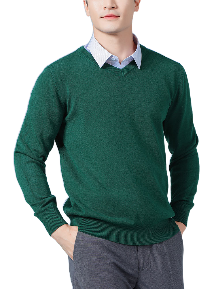 Ridge NW CA-29 Men's V-Neck Cashmere, green, on white
