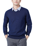 Ridge NW CA-29 Men's V-Neck Cashmere, navy, on white