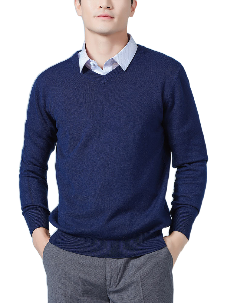 Ridge NW CA-29 Men's V-Neck Cashmere, navy, on white