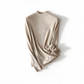 Moor NW CA-42 cashmere mock-neck in oatmeal, on white