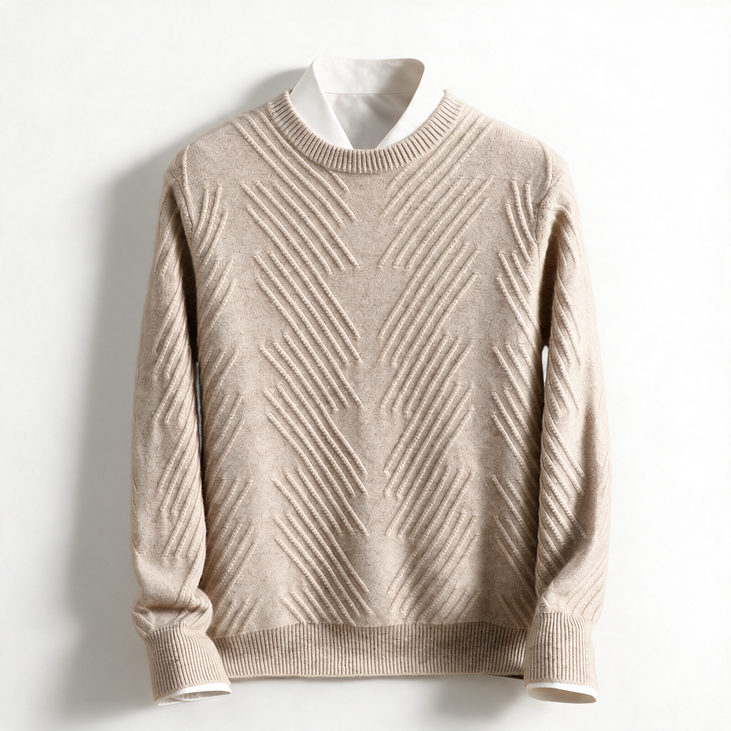 Heath NW CA-52 cashmere crew, camel, on white