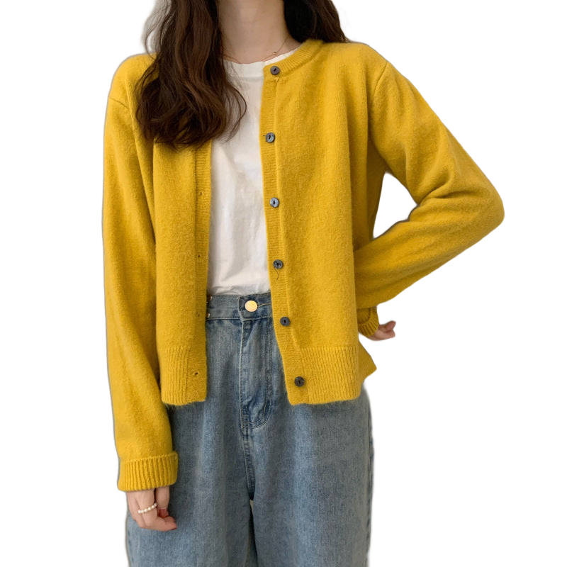 Tor NW CA-59 Cashmere Cardigan, yellow, on white