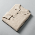 Fell NW CA-68 cashmere knit polo, beige, clean studio ground