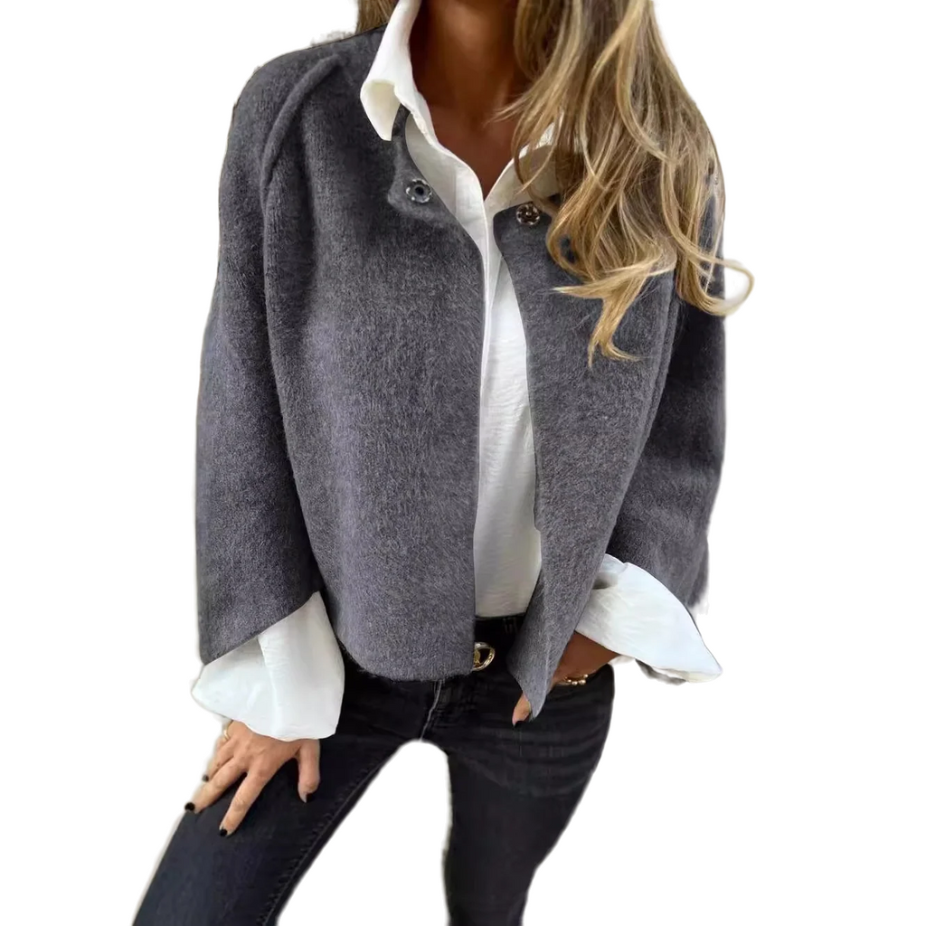 Peat NW CA-72 cashmere batwing cardigan, grey, on white