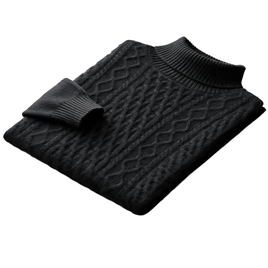 Pumice NW CA-77 Charcoal Thick Cashmere High-Neck, black, on white