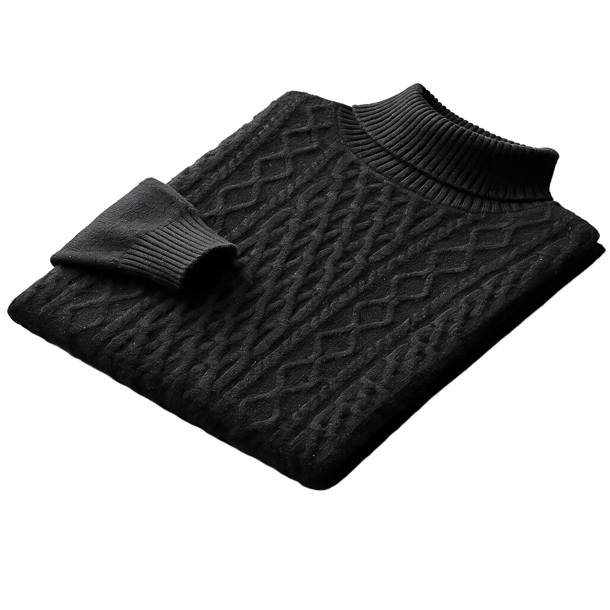 Pumice NW CA-77 Charcoal Thick Cashmere High-Neck, black, on white