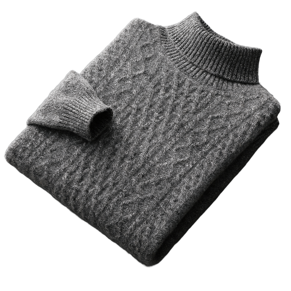 Pumice NW CA-77 Charcoal Thick Cashmere High-Neck, charcoal, on white