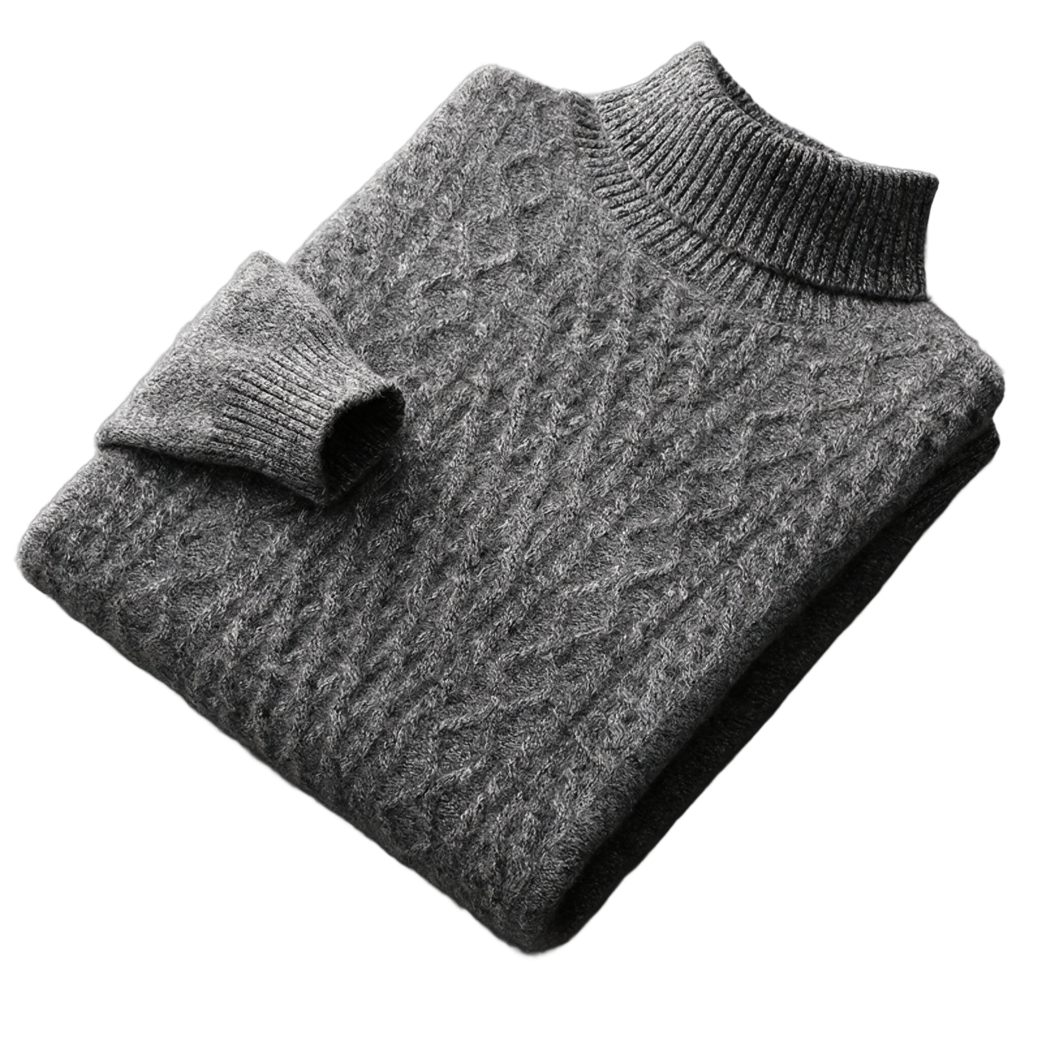 Pumice NW CA-77 Charcoal Thick Cashmere High-Neck, charcoal, on white