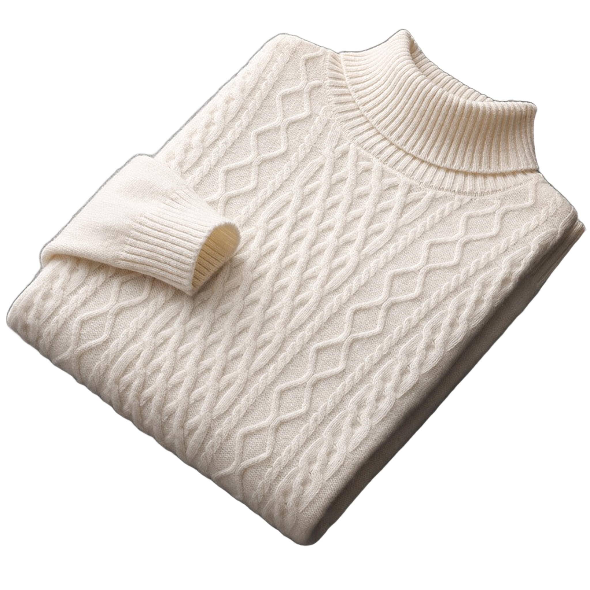 Pumice NW CA-77 Charcoal Thick Cashmere High-Neck, cream, on white