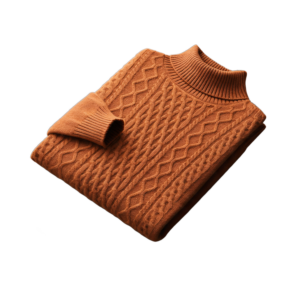 Pumice NW CA-77 Charcoal Thick Cashmere High-Neck, orange, on white