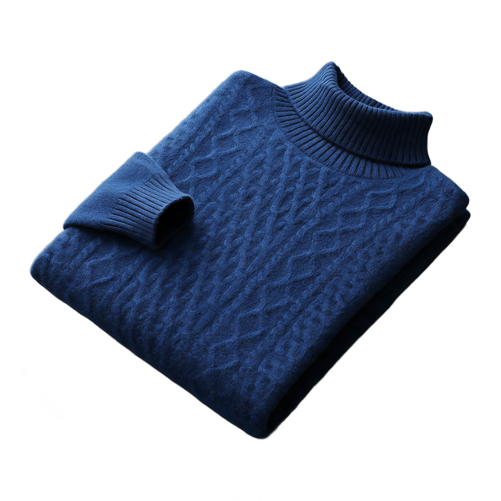 Pumice NW CA-77 Charcoal Thick Cashmere High-Neck, royal blue, on white
