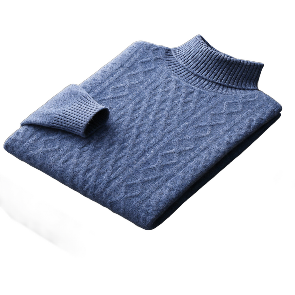 Pumice NW CA-77 Charcoal Thick Cashmere High-Neck, slate blue, on white