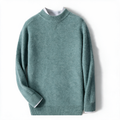 Bluff NW CA-35 men's half-collar cashmere knit, Wollastonite Green, on white