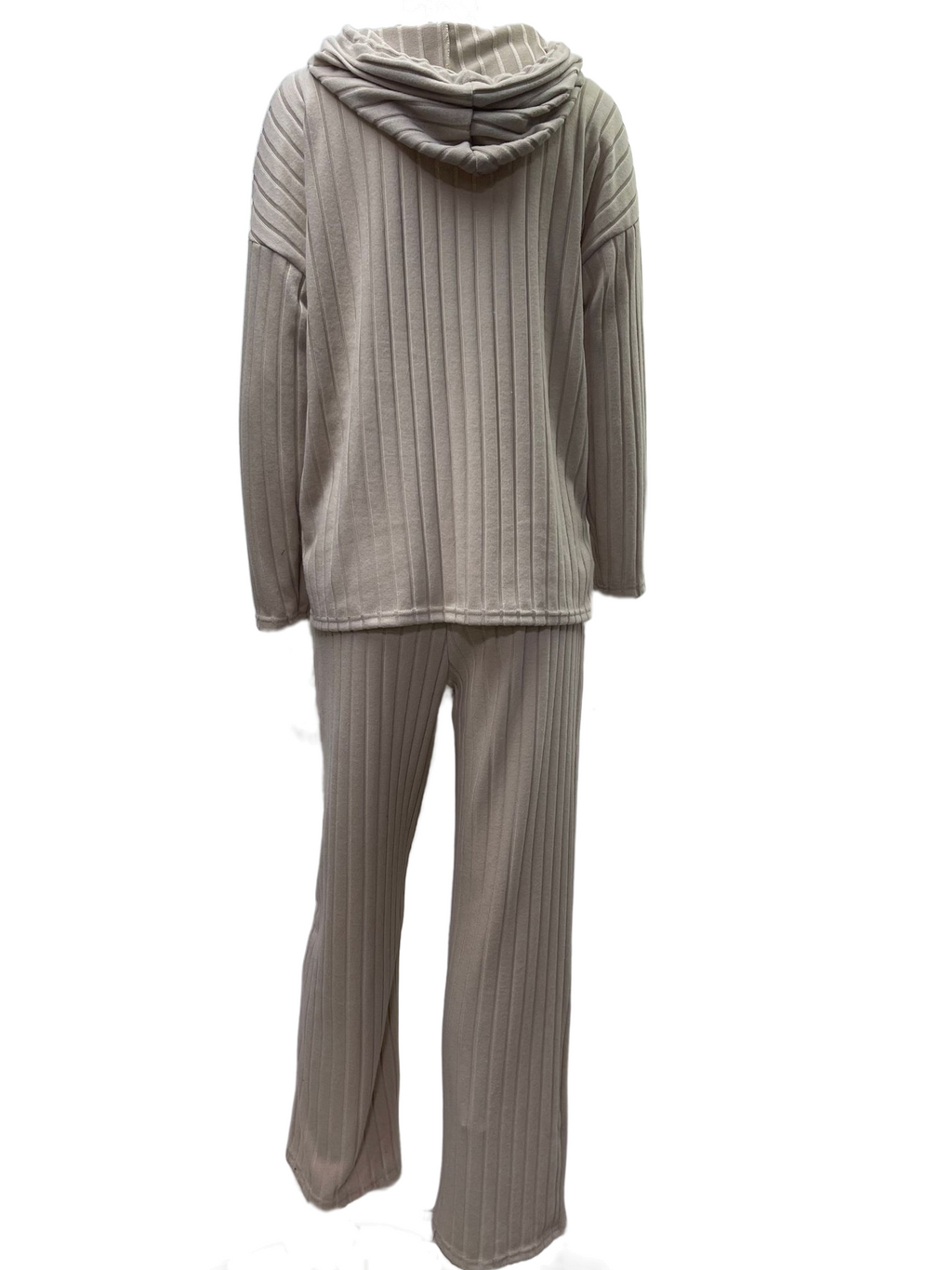 Cashel knit lounge set, oatmeal, back view, on white