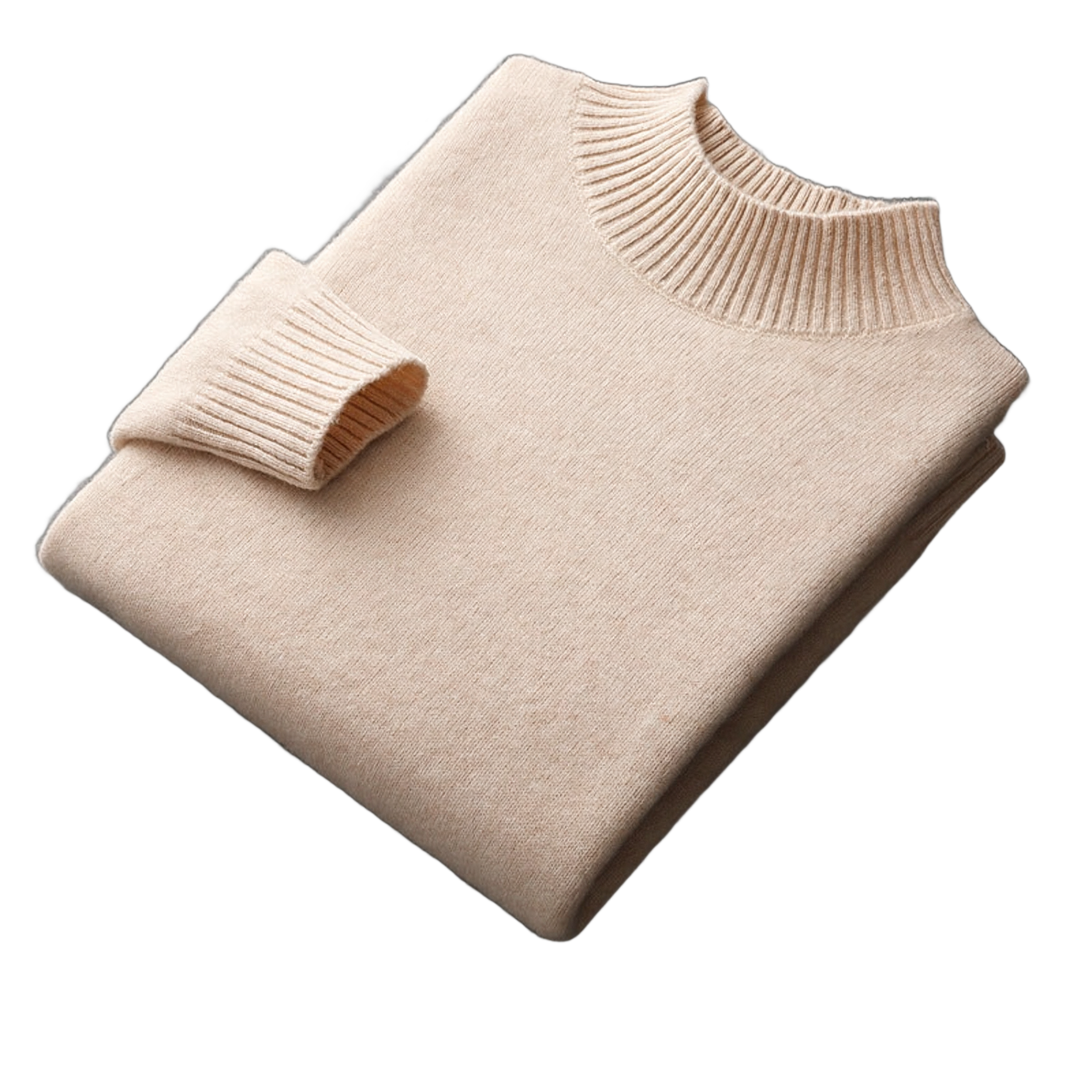 Bedrock NW CR-12 pure-wool mock-neck, Beige, on white