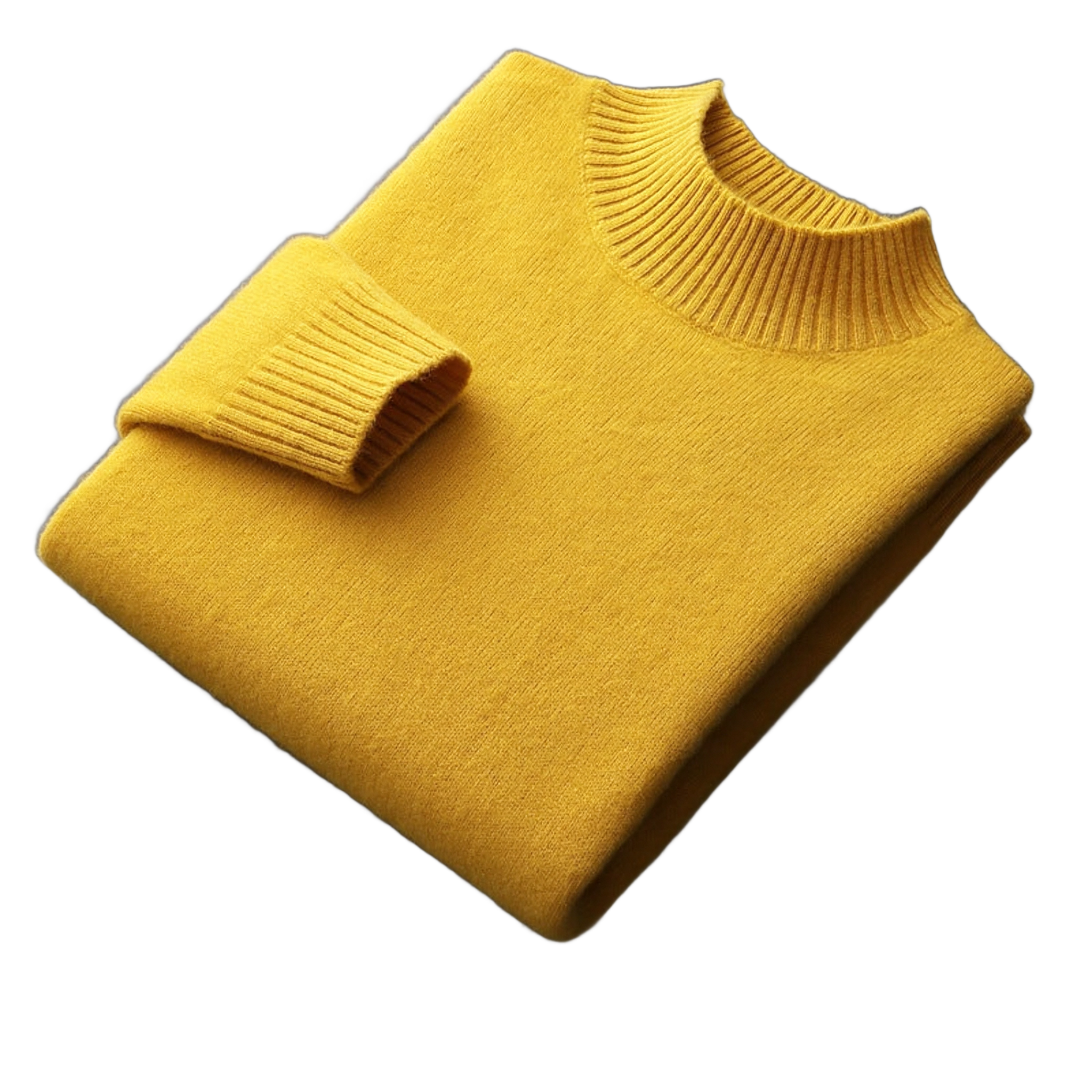 Bedrock NW CR-12 pure-wool mock-neck, Lemon Yellow, on white
