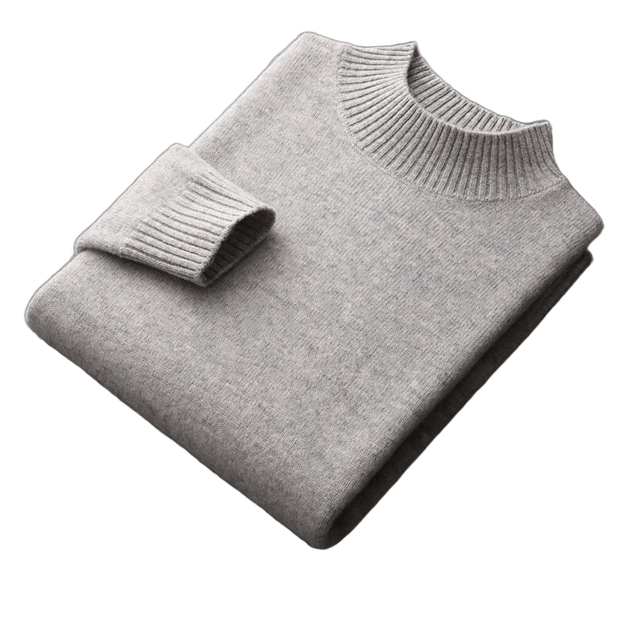 Bedrock NW CR-12 pure-wool mock-neck, Light Gray, on white