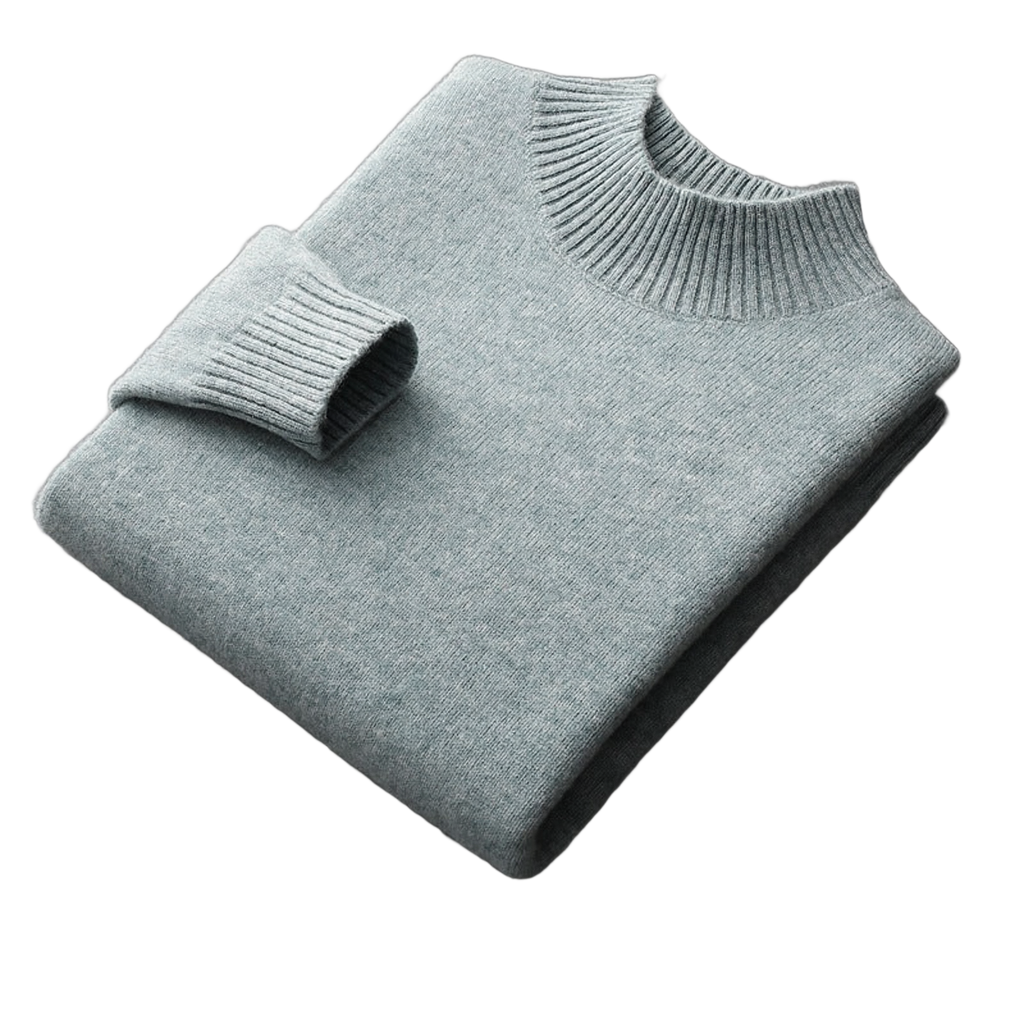 Bedrock NW CR-12 pure-wool mock-neck, Moss Green, on white
