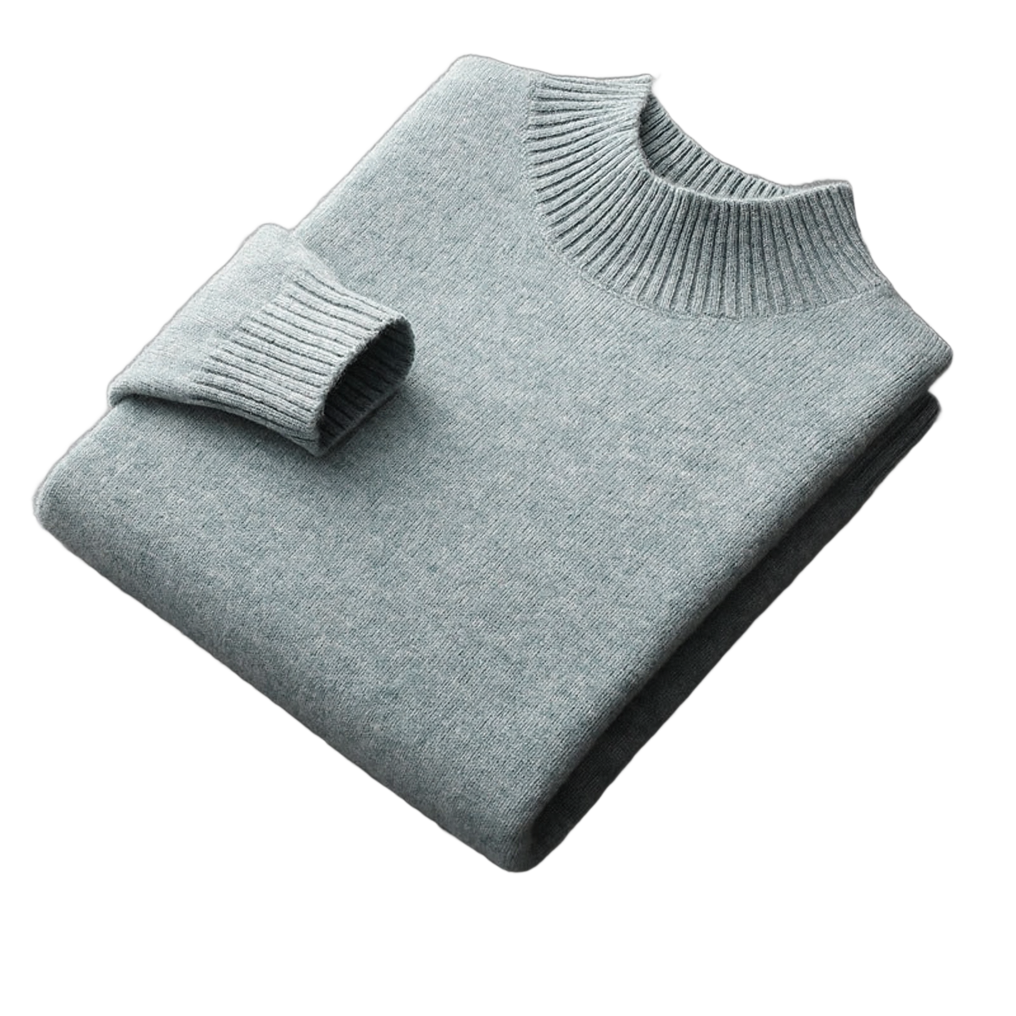 Bedrock NW CR-12 pure-wool mock-neck, Moss Green, on white