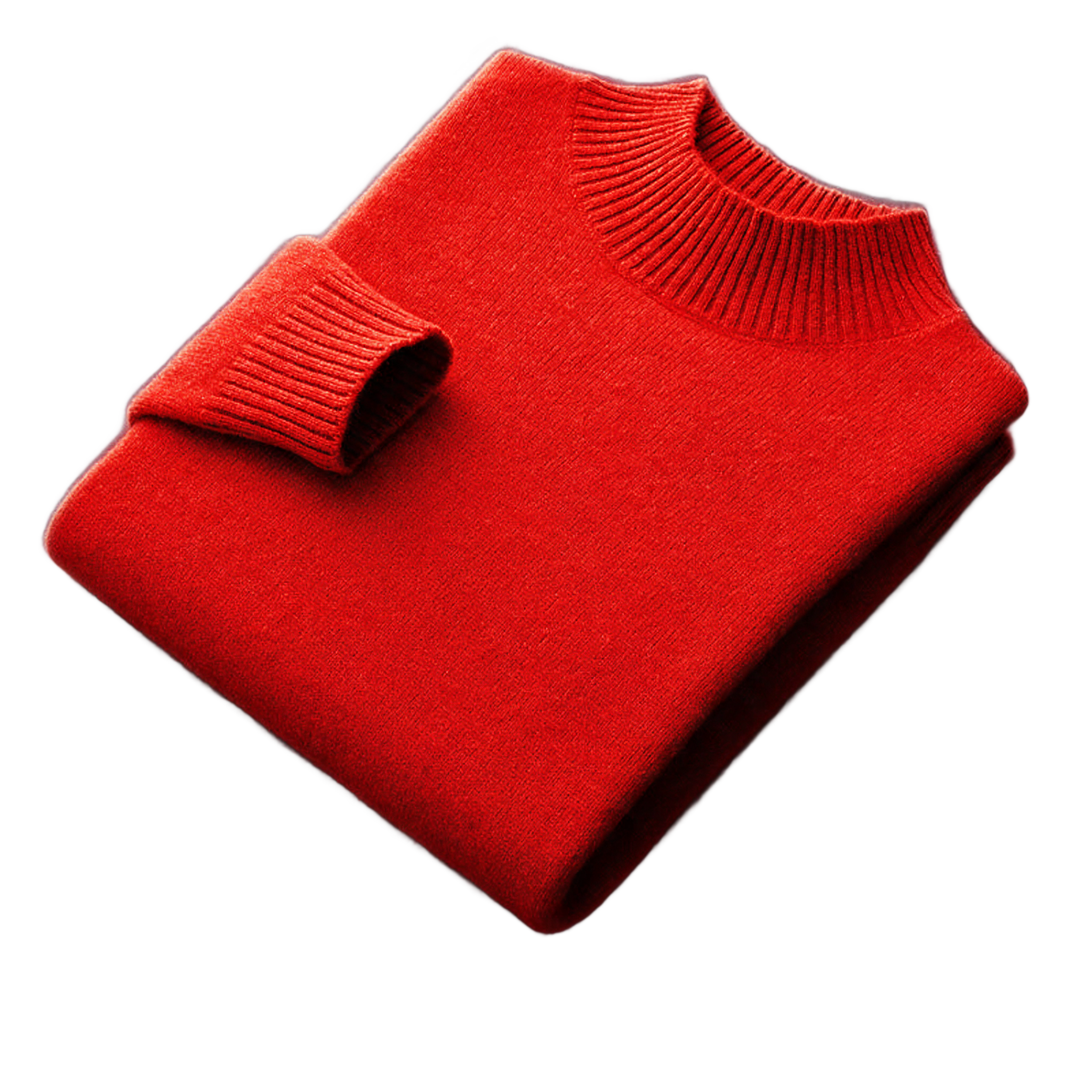 Bedrock NW CR-12 pure-wool mock-neck, New Year Red, on white