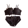 Noir NW IN-A03 adjustable lace bralette and brief set, black, on white