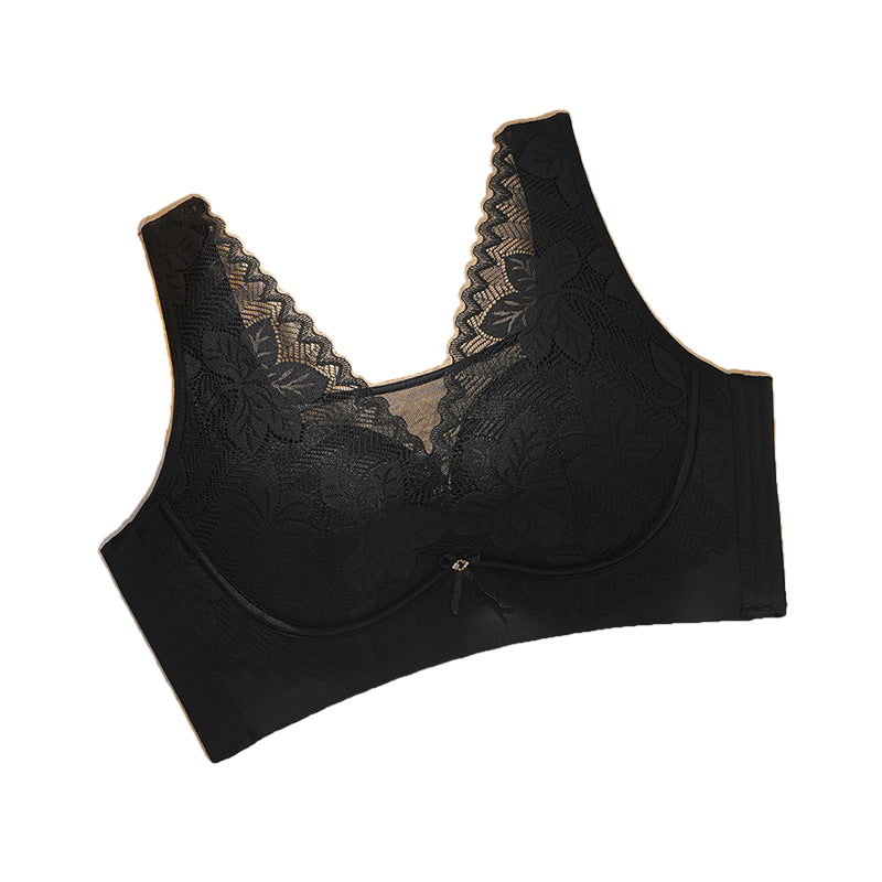 Grace NW IN-A24 lace wire-free bra, black, on white