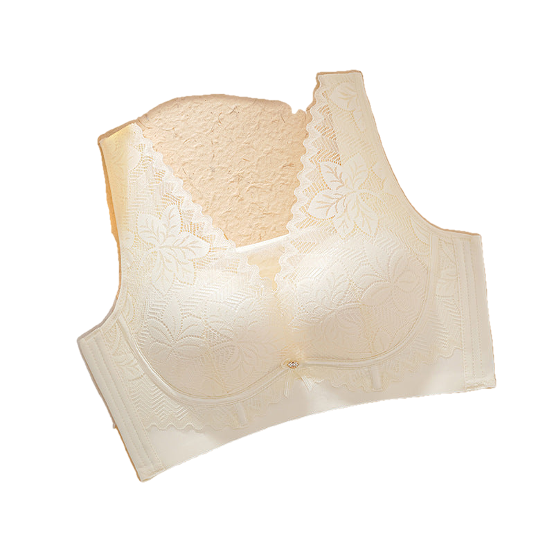 Grace NW IN-A24 lace wire-free bra, champagne white, on white