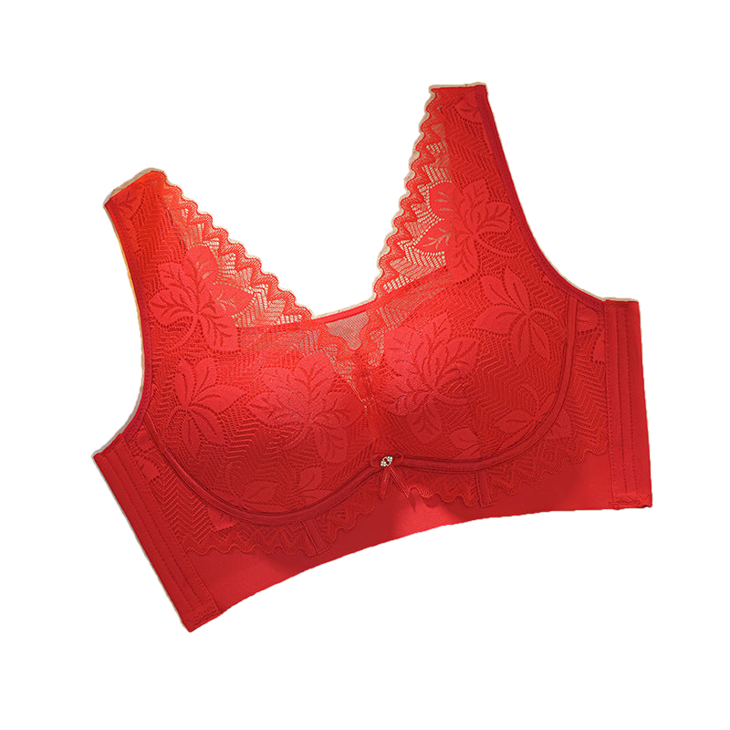 Grace NW IN-A24 lace wire-free bra, red, on white