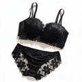 Boudoir NW IN-C04 floral lace wireless set, Black, on white