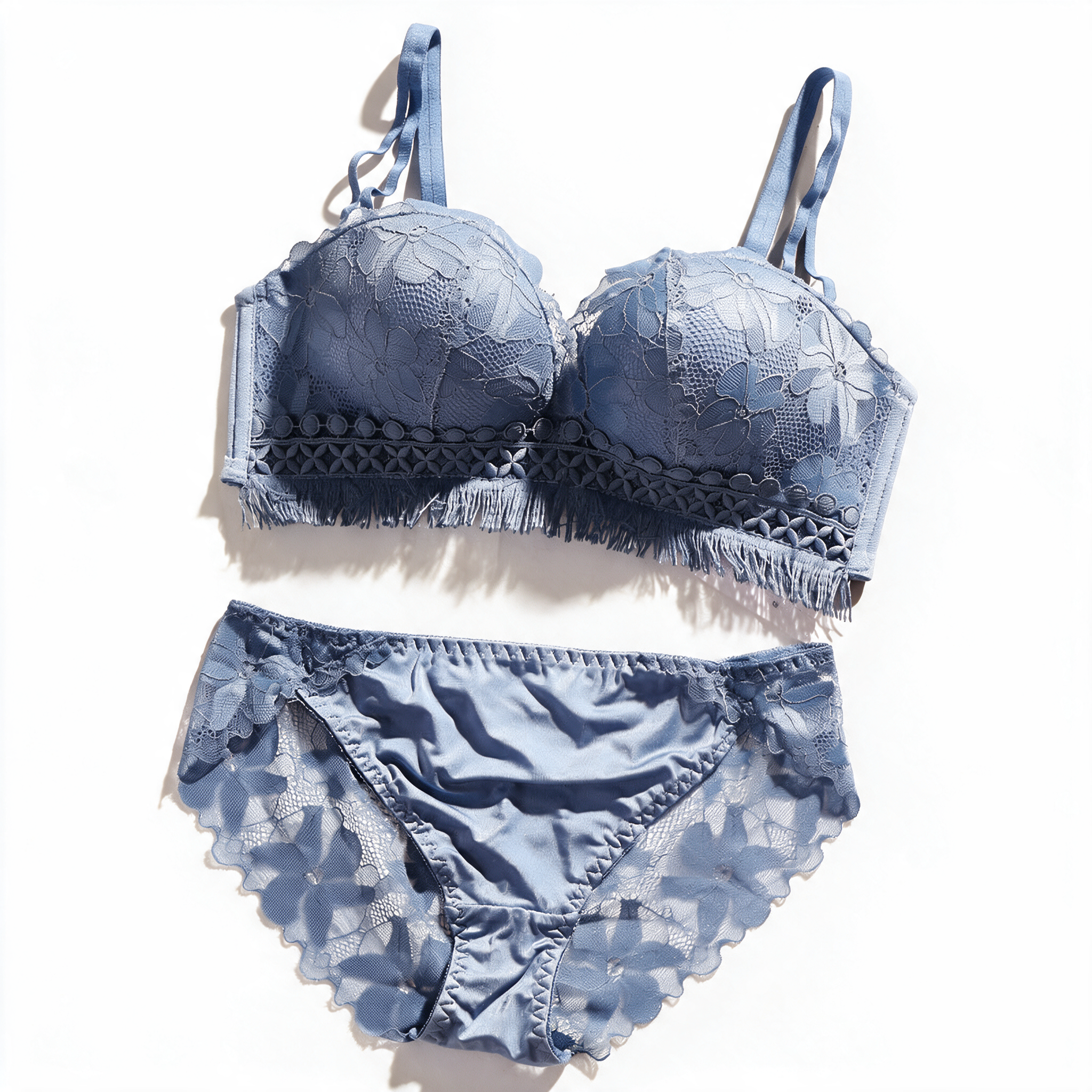 Boudoir NW IN-C04 floral lace wireless set, Blue, on white