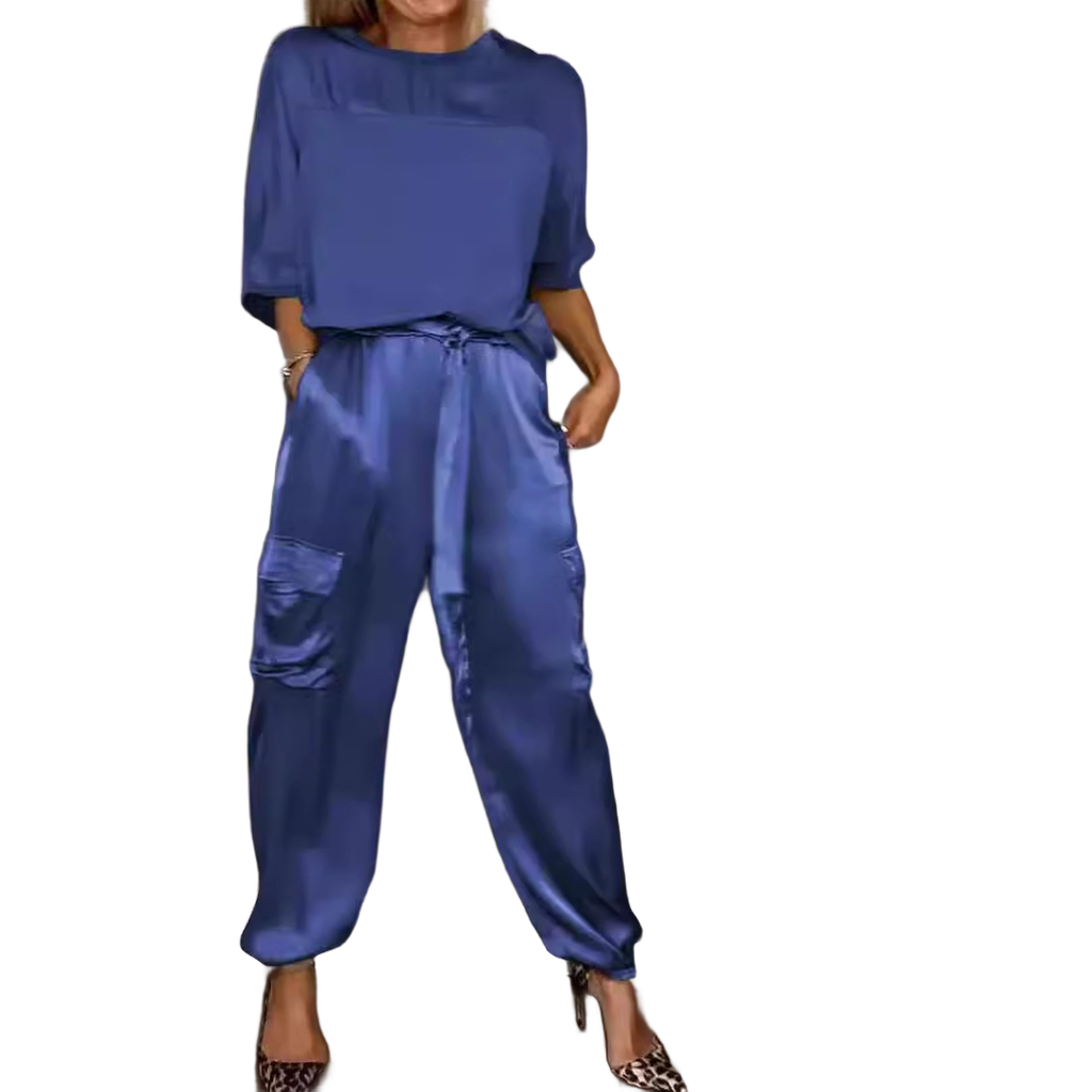 Noir NW IN-C12 satin two-piece set, blue, on white