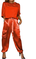 Noir NW IN-C12 satin two-piece set, red, on white