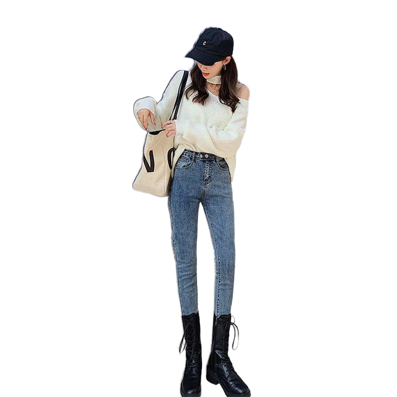 Noir NW NR-04 high-waist slim trouser, on white