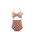 Sprint NW RC-A26 high-waist sculpt one-piece swimsuit, rust polka dot, on white