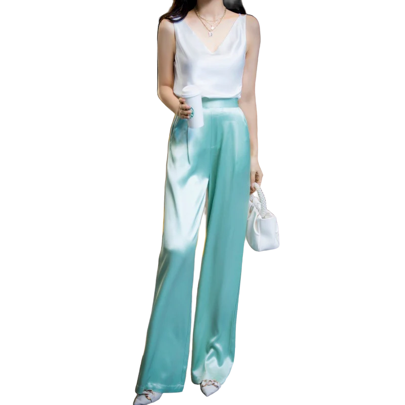 Everly NW TR-05 high-waist straight trouser, mint, on white