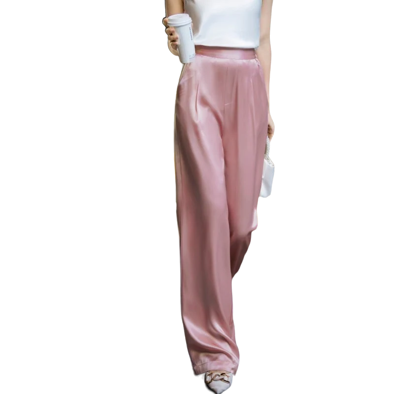 Everly NW TR-05 high-waist straight trouser, pink, on white
