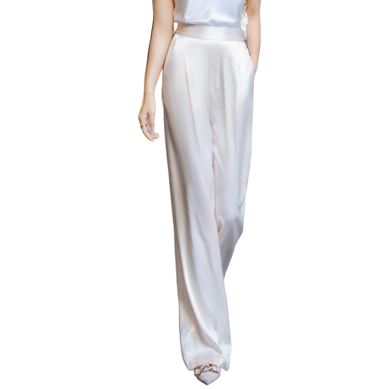 Everly NW TR-05 high-waist straight trouser, white, on white